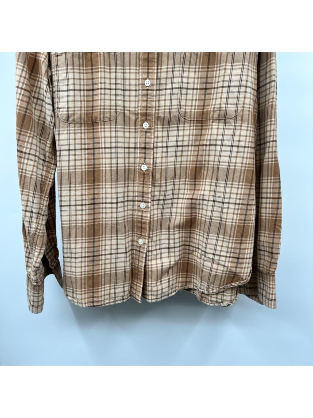 Lauren Ralph Lauren Womens Plaid Button Up Top Tan/Multi Long Sleeve Size XL - Picture 3 of 8